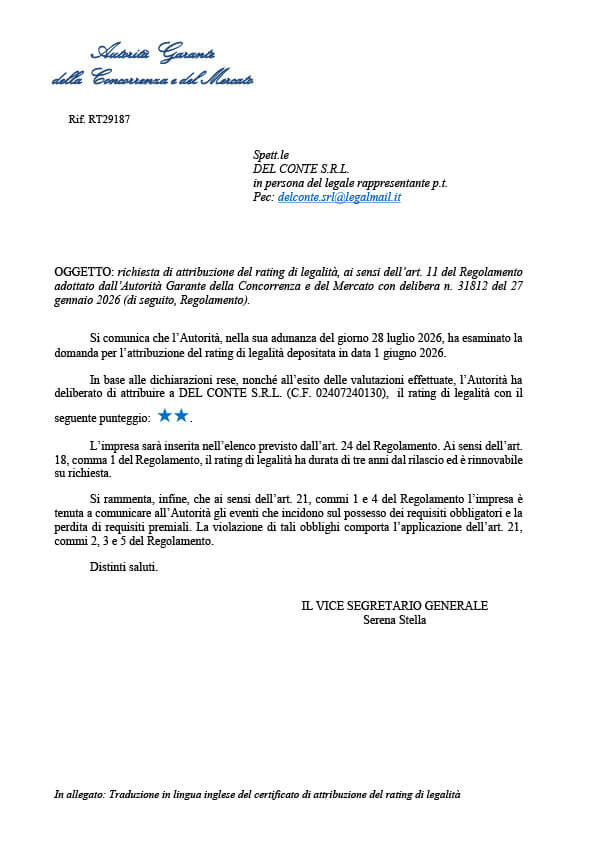 RATING DI LEGALITà